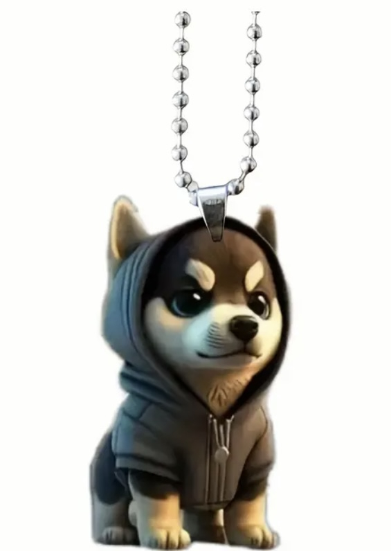 Image of Husky wearing a hoodie ornament