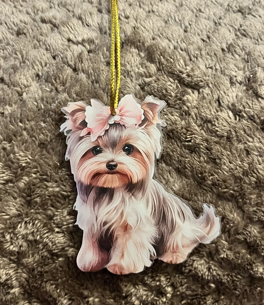 Image of Yorkie car ornament