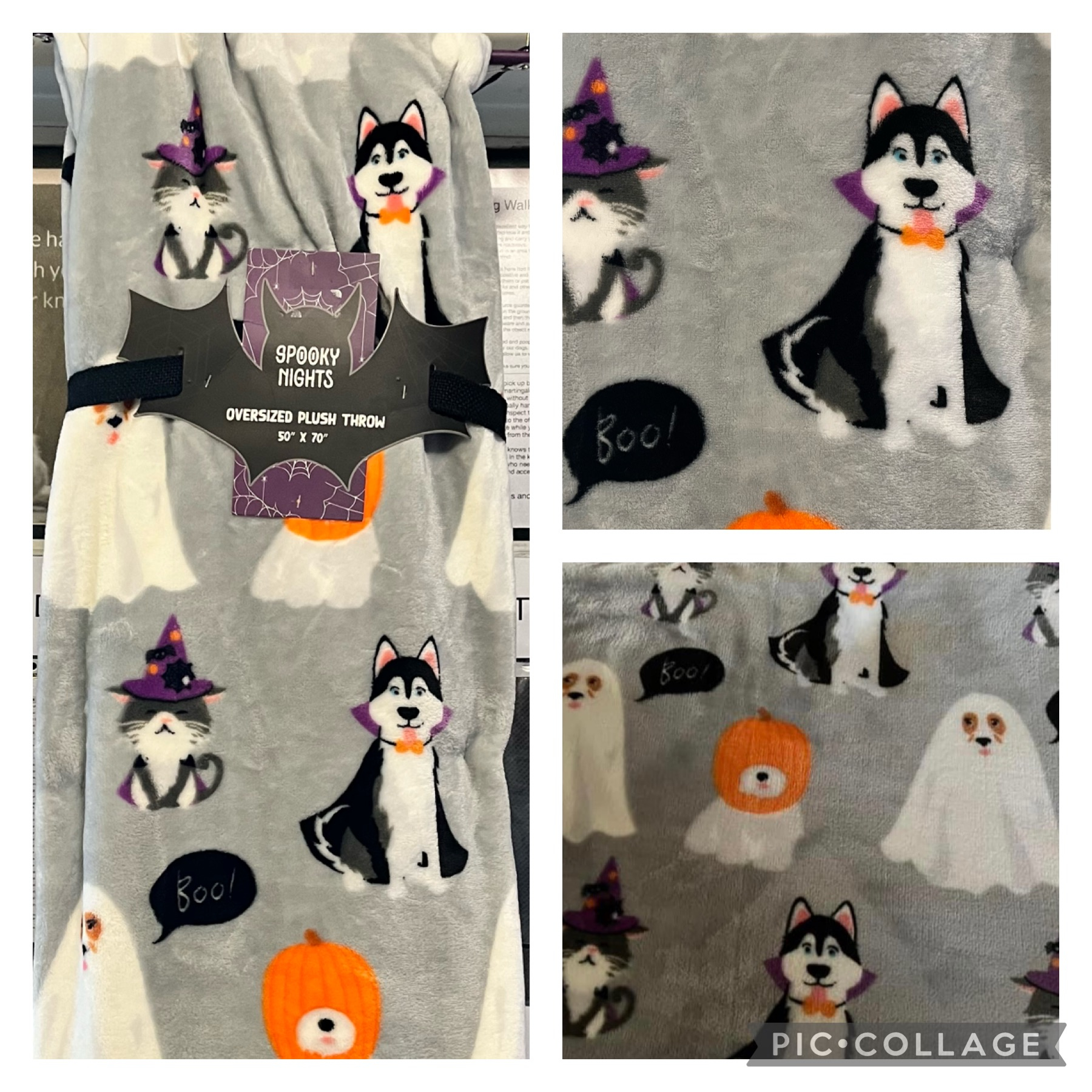 Image of Halloween Blanket with Husky