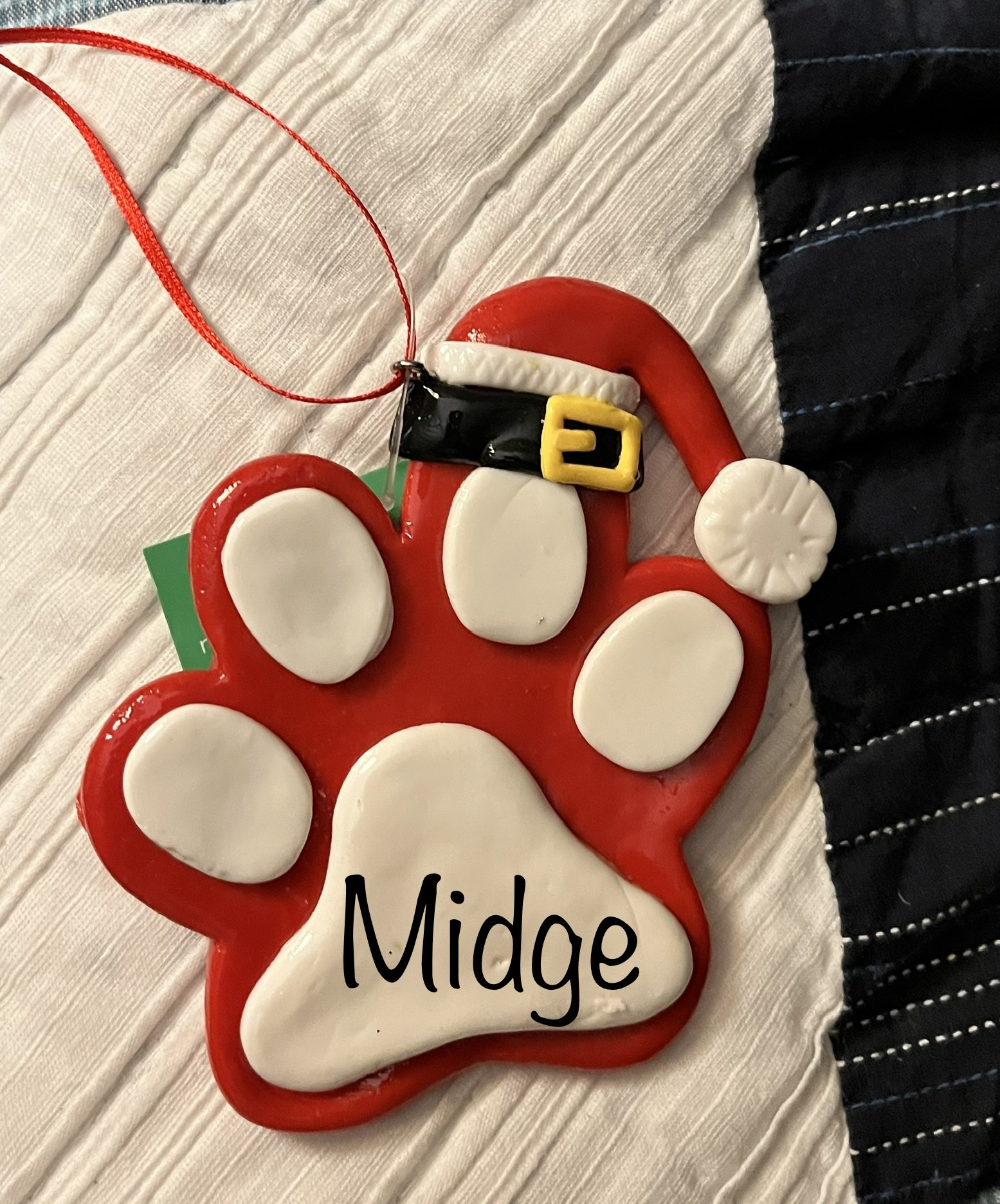 Image of Personalized paw print ornament