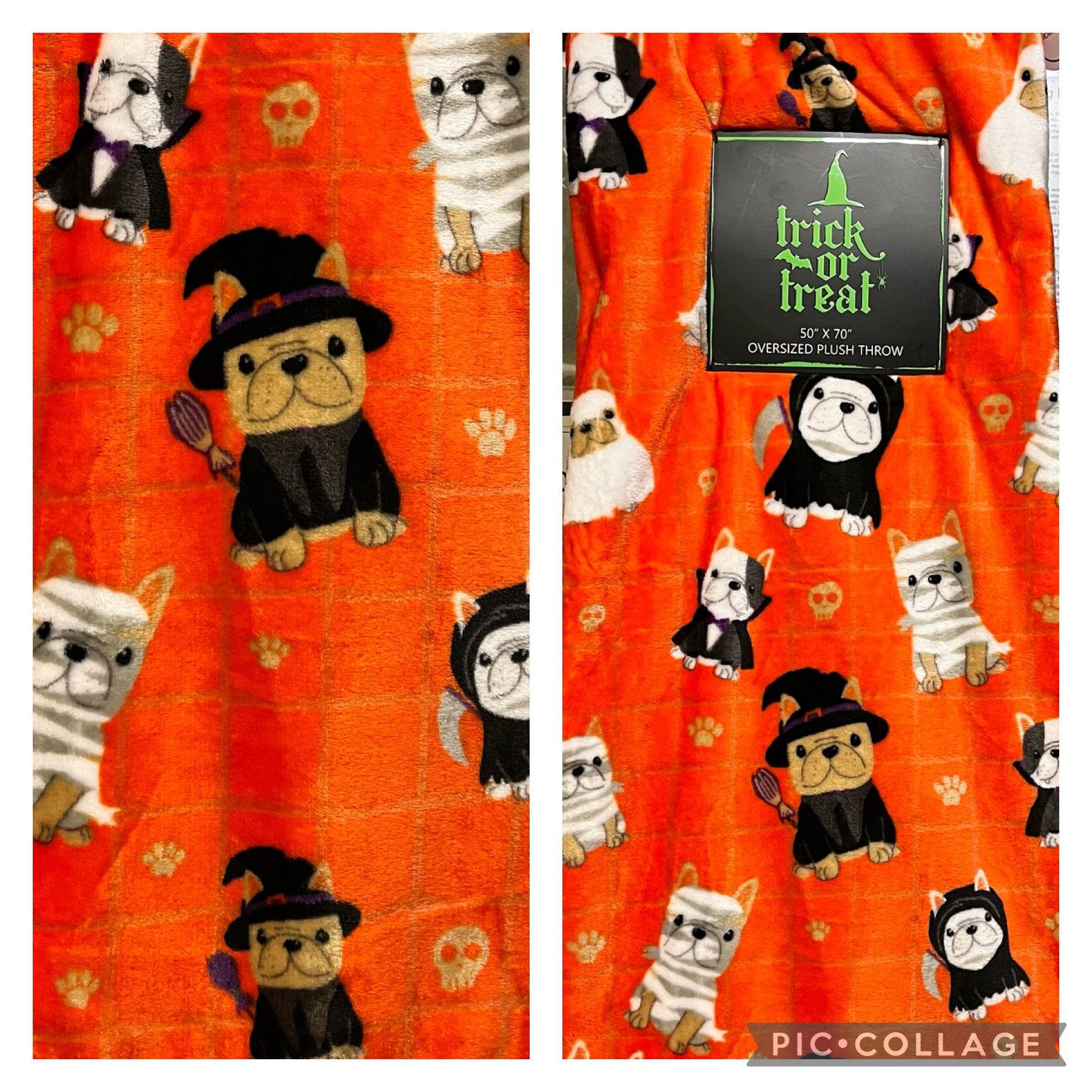Image of Halloween blanket with Frenchie
